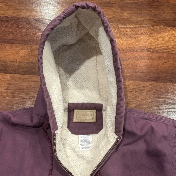 CE Schmidt Workwear Barn Coat Women’s XL Purple Fleece-Lined Hood Canvas - Picture 5 of 8